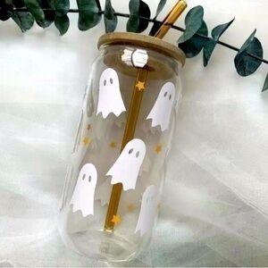 Spooky Halloween Ghost Glass Tumbler